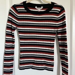 No Boundaries Striped Fitted Long Sleeve Ribbed Top